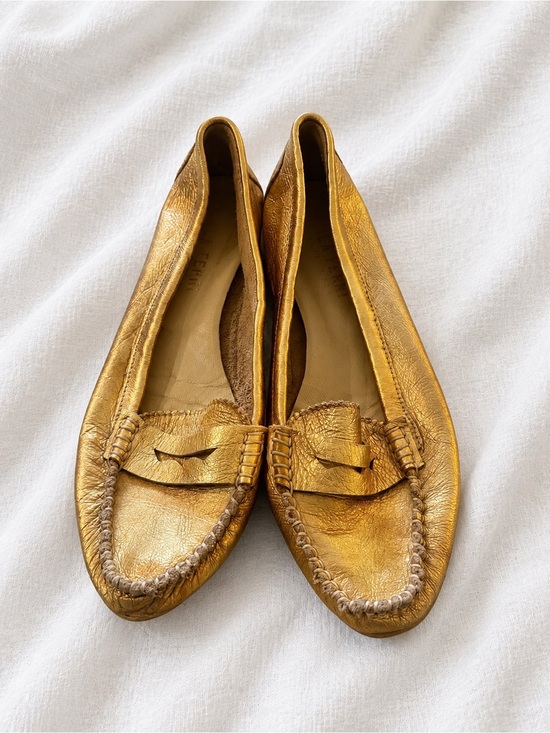 Paola ferri Shoes - Paola Ferri Italy Gold Metallic Leather Penny Loafers Women’s EU 37 US 6.5–7